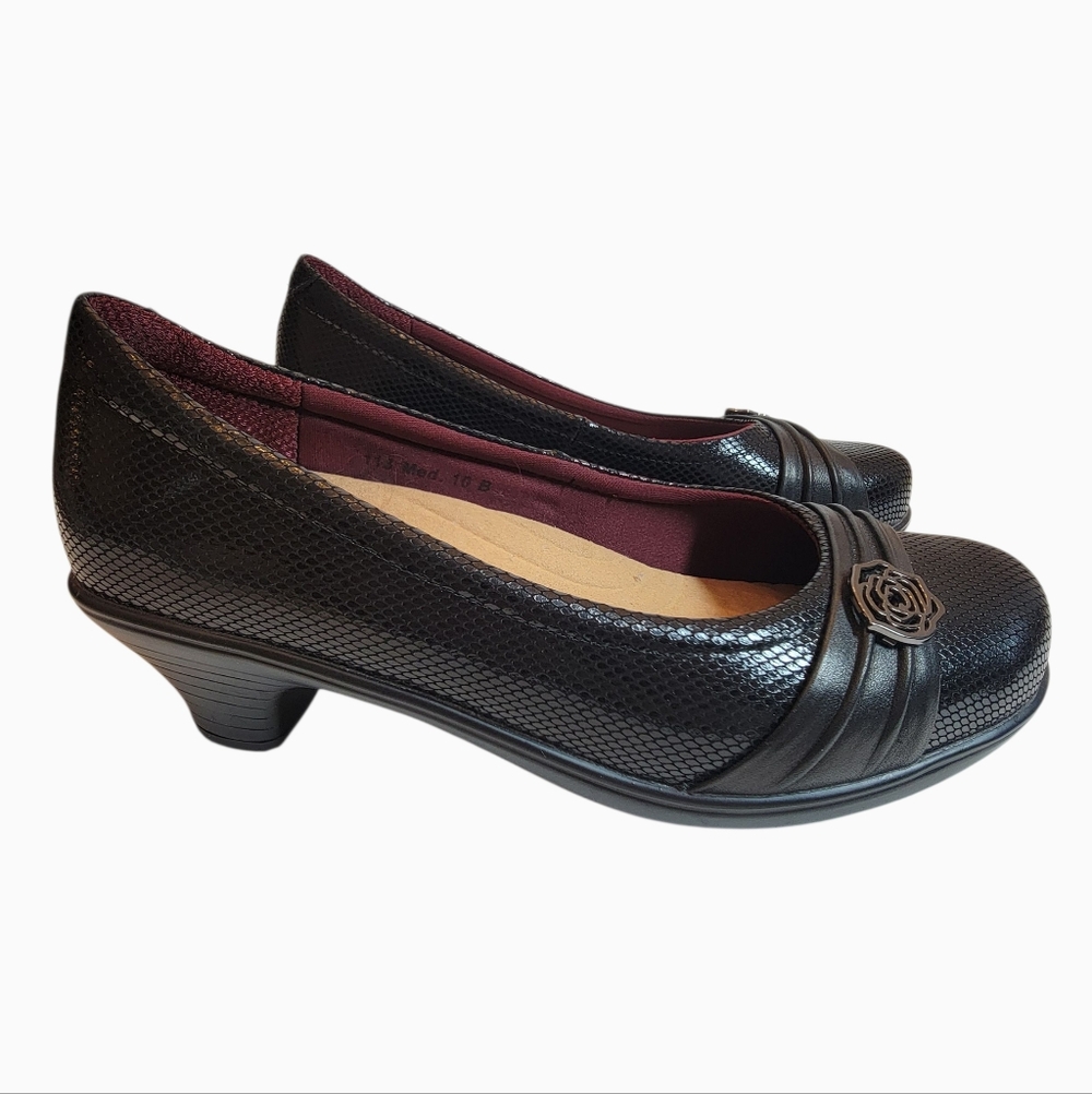BIOHEELS Ortho-Cushion Maya Heels 113 Med 10 B Maryjane Shoes Black Snake Print